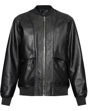 Paul Smith Zip-Front Leather Jacket - Black