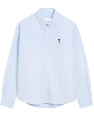 Ami Paris Sky Cotton Button-Down Shirt - Blue