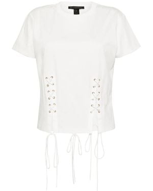 Kiki de Montparnasse レースアップ Tシャツ - ホワイト