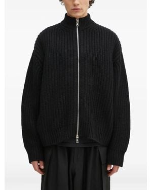 MKI Miyuki-Zoku Ribbed Zip-Up Cardigan - Black
