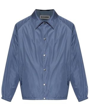 Jil Sander Press-Stud Raglan-Sleeve Jacket - Blue