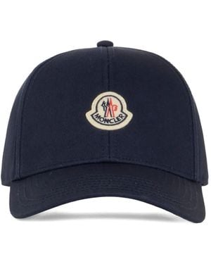Moncler Logo-Patch Cotton-Gabardine Baseball Cap - Blue