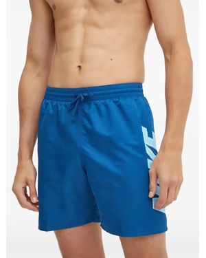 Nike Logo-Print Drawstring Swim Shorts - Blue