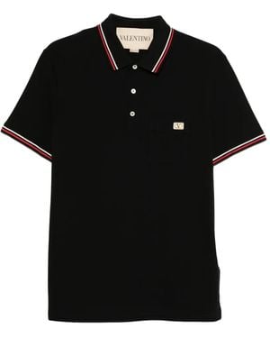 Valentino Garavani Cotton Piqué Polo Shirt With Vlogo Patch - Black