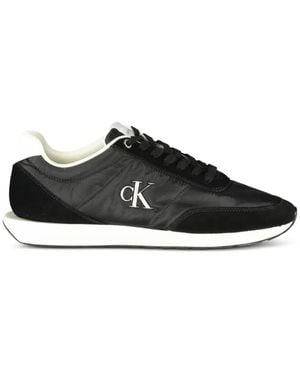 Calvin Klein Logo-Patch Lace-Up Trainers - Black
