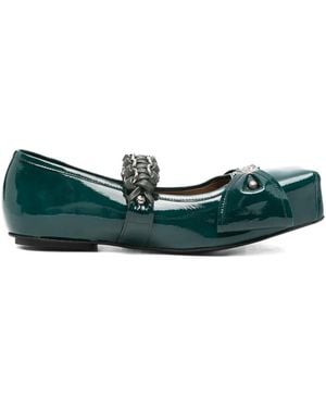 Toga Bow-Embellished Ballet Flats - Green