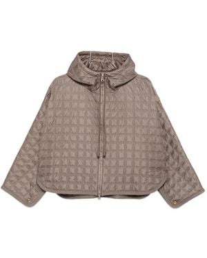 Moncler Quilted Hooded Cape - Brown