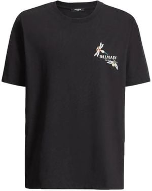 Balmain Embroidered Insect T-Shirt - Black