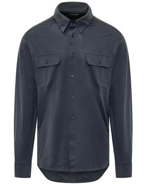 Tom Ford Button-Up Chest-Pocket Shirt - Blue