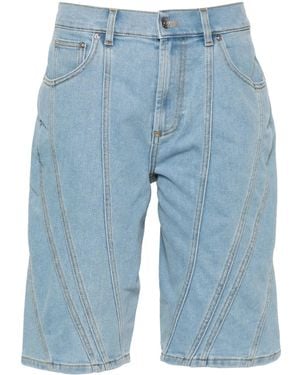 Mugler Paneled Denim Shorts - Blue