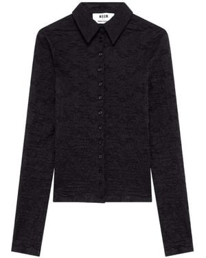 MSGM Crinkled-Effect Ruffled Shirt - Blue