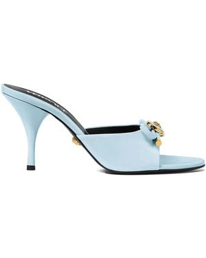Versace Opera Bow Patent Mules 85 Mm - White