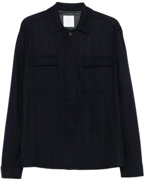 Eleventy Pinstripe Pocket Overshirt - Black