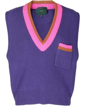 Jejia V-Neck Knitted Vest - Blue