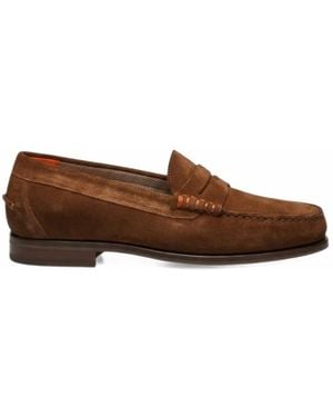 Santoni Quentin Suede Loafers - Brown