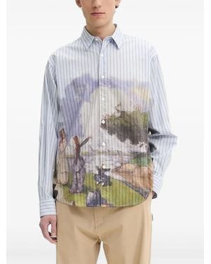 Desigual Painting Striped Shirt - Grey