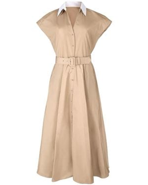 Sara Roka Cheri Belted Shirt Dress - Natural