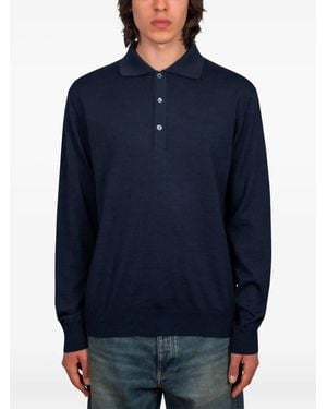 Another Aspect Poloshirt Aus Merinowolle - Blau
