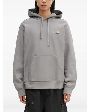Carhartt American Script Embroidered-Logo Hoodie - Grey