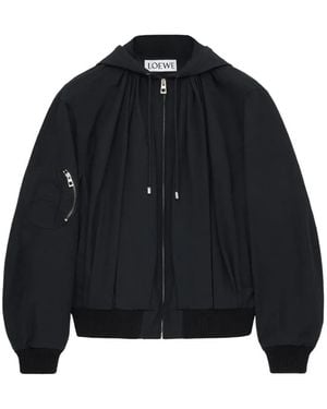 Loewe Pleated Hooded Jacket - Schwarz