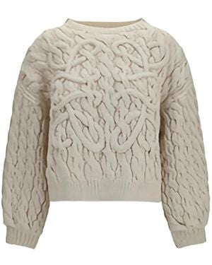 Loewe Anagram Cable-Knit Sweater - White