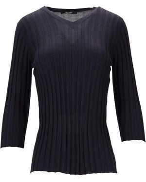LA ROSE V-Neck Ribbed Top - Black