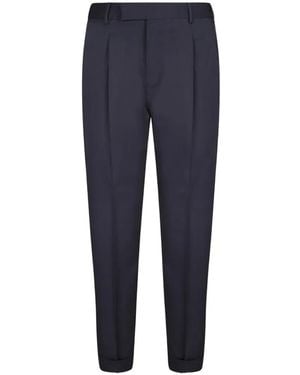 PT Torino Pleated-Detail Tapered Trousers - Blue