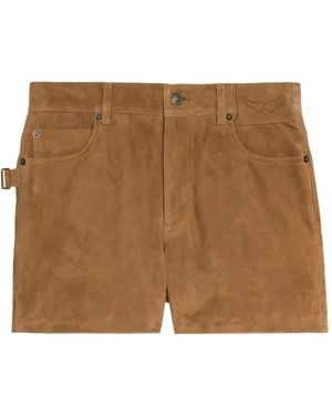 Zadig & Voltaire Buckle-Fastening Suede Shorts - Brown