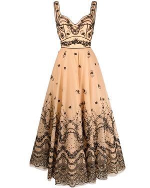 Saiid Kobeisy Floral-Embroidered Sleeveless Tulle Dress - White