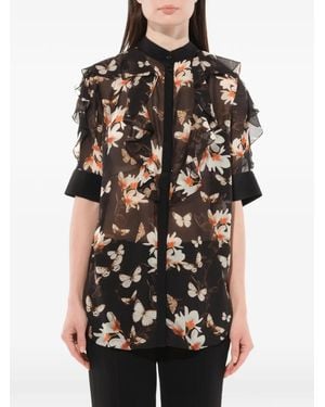 Givenchy Sheer Floral-Print Blouse - Black