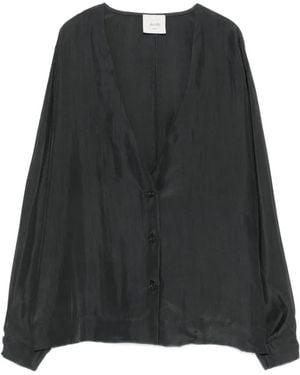 Alysi Button Long-Sleeve Kimono - Black