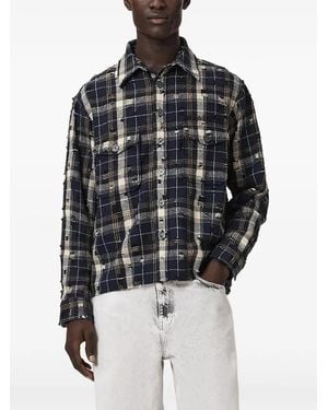 AllSaints Camicia A Quadri Con Effetto Vissuto - Grigio