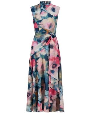 Lela Rose Floral-Print Draped Dress - White