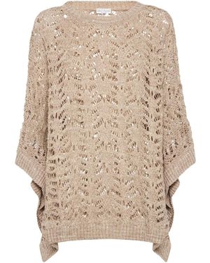 Brunello Cucinelli Foliage Lace ポンチョ - ナチュラル