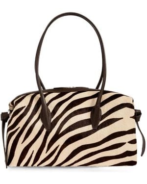 Yuzefi Brioche Duffle Zebra-Print Shoulder Bag - Black