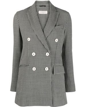 Circolo 1901 Check-Print Double-Breasted Blazer - Grey