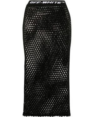 Off-White c/o Virgil Abloh Logo Waistband Fishnet Skirt - Black