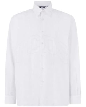 Gcds Logo-Embroidered Poplin Shirt - White