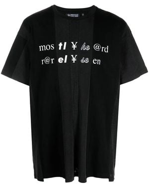 Mostly Heard Rarely Seen Text Print Cottont-Shirt - Black