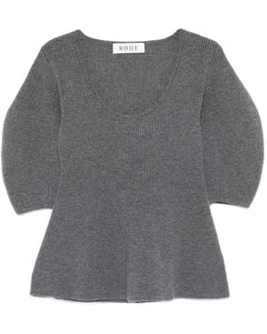 Rohe Puffed-Sleeve Knitted Top - Gray