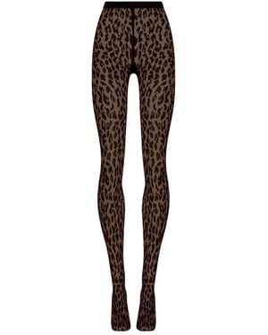Wolford Leopard-Print Tights - Black
