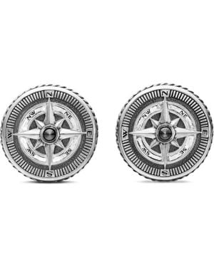 David Yurman Gemelos Maritime Compass De 16 Mm En Plata De Ley Con Diamantes - Metálico