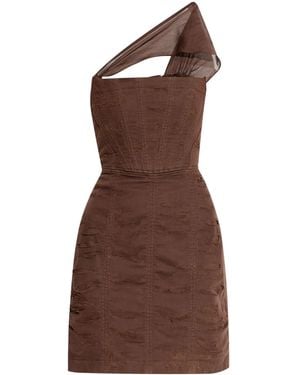 DSquared² Vestido Corto De Una Sola Manga - Marrón