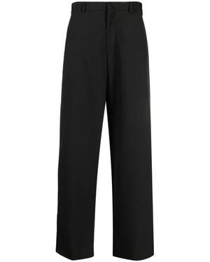 Prada Logo-Patch Wide-Leg Trousers - Black