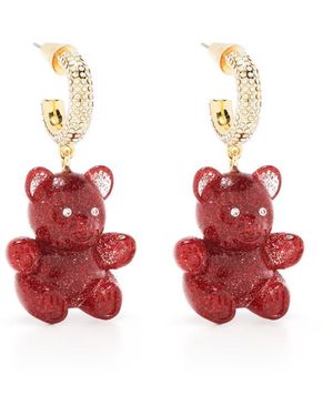 Bimba Y Lola Glitter Teddy-bear Hoop Earrings - Red