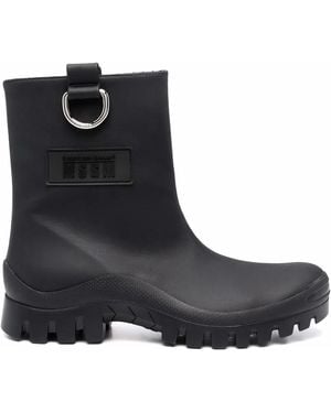MSGM Round-toe Ankle Leather Boot - Black