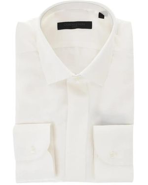 Corneliani Code Italian-Collar Silk Shirt - White