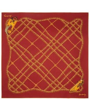 Burberry Chain Check Silk Scarf - Red