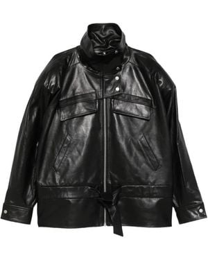 Entire studios Sol Belted High-Neck Jacket - Black