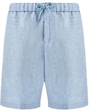 Paul & Shark Drawstring Linen Bermuda Shorts - Blue